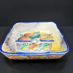 Santa Rosa Gto Mexico Hand Painted Ceramic Decorative Bowl Fruit Still Life 9in